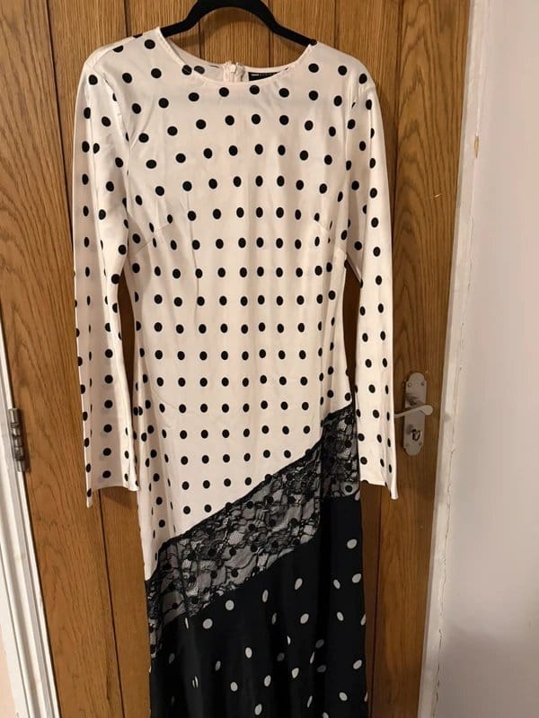 ASOS Black & White Polka Dot Satin Maxi Dress