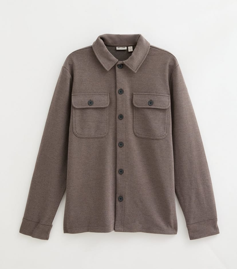 Only and Sons Men's Dark Brown Jersey Overshirt Only and Sons New Look - 1