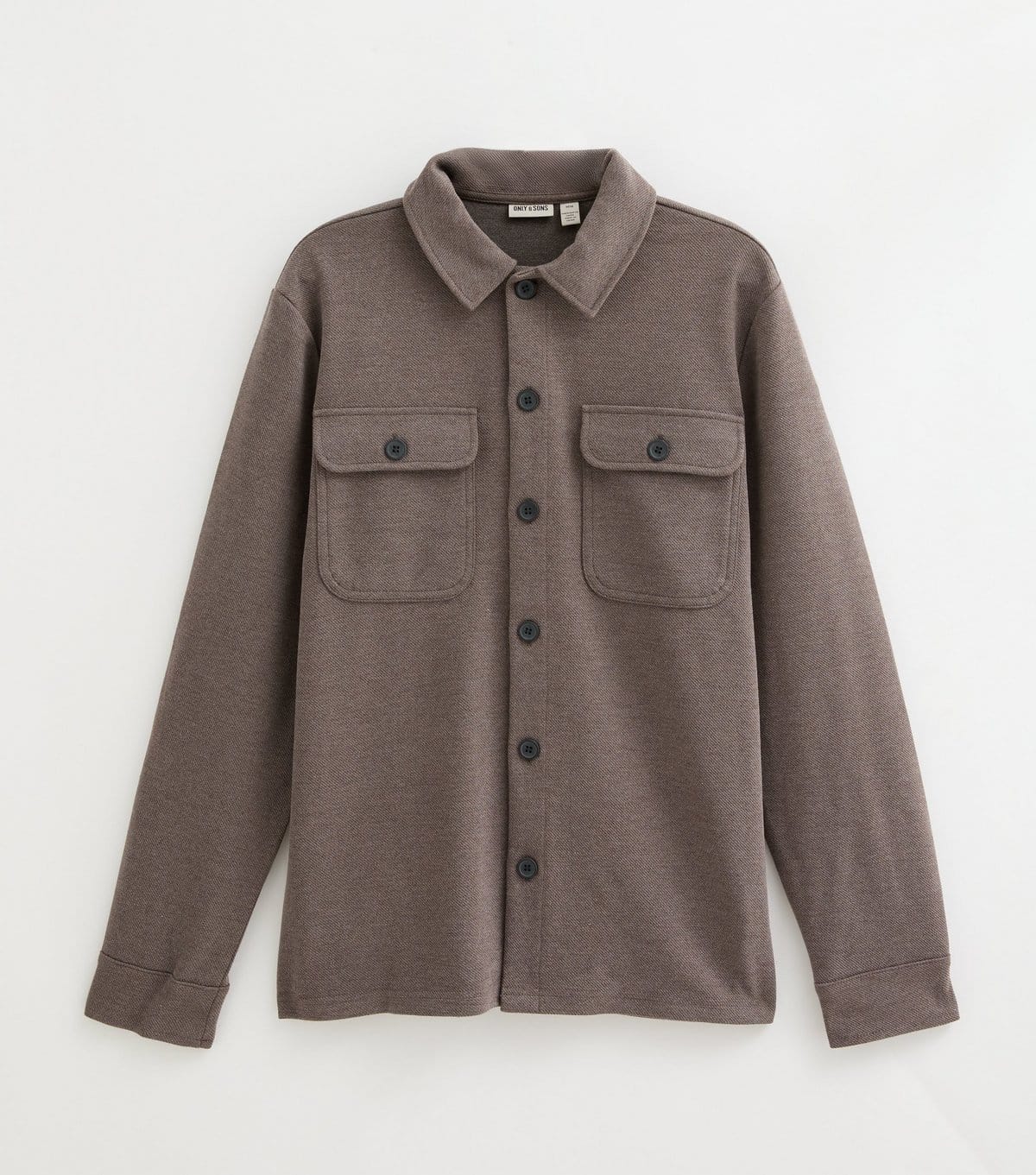 Men's Dark Brown Jersey Overshirt Only and Sons New Look