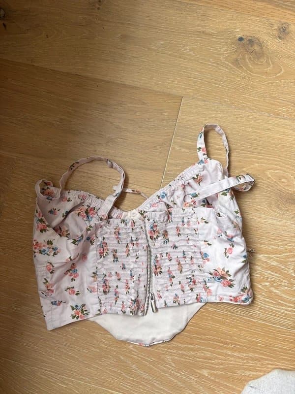 Bershka Pink flowery summery corset top