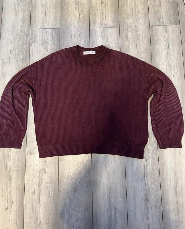 Bershka Burgundy Bershka Knit Sweater - Size L