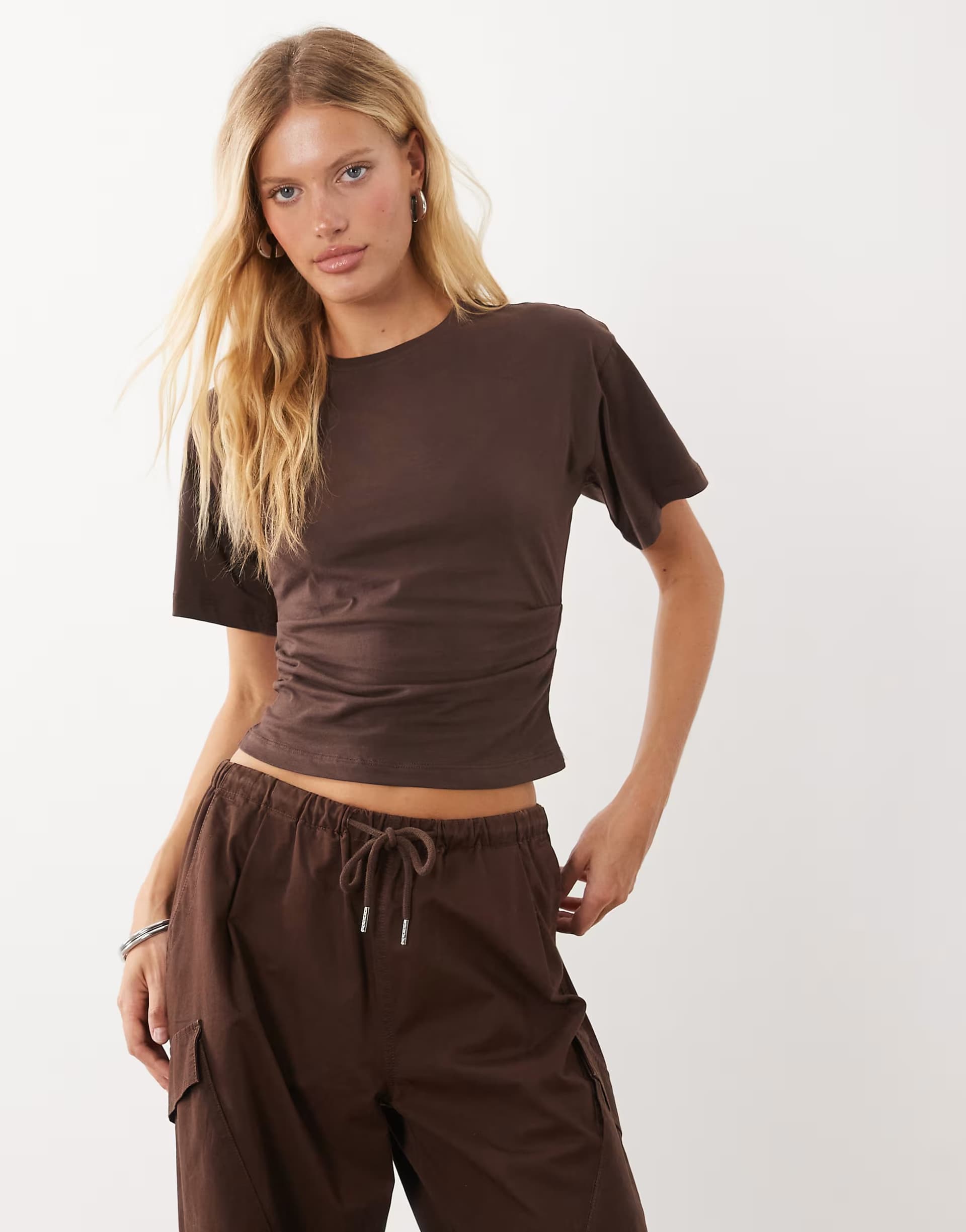 ASOS New Look corset tee in dark brown