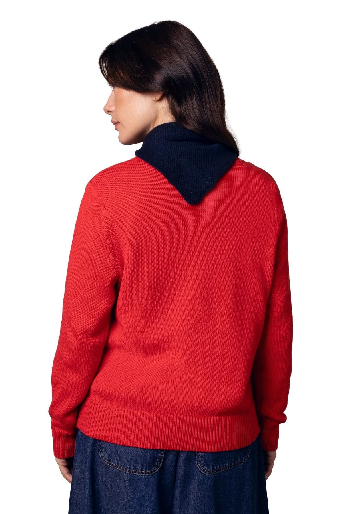Celtic & Co Celtic & Co Women's Long Sleeve Cotton Crew Neck Cardigan in Scarlet - 4