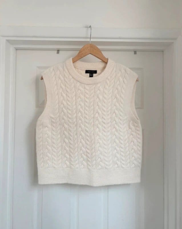 New Look Cream Cable Knit Sweater Vest Tank Top Size M 12-14
