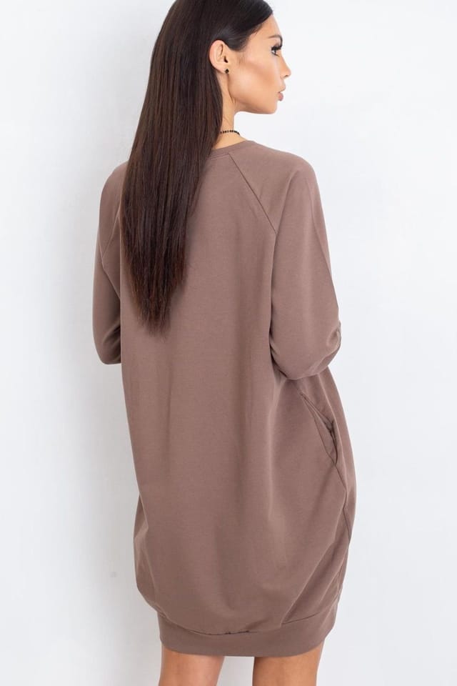 Love Lace Love Lace Women's Everyday Cotton Elastane Long Sleeve Dress in Brown - 3