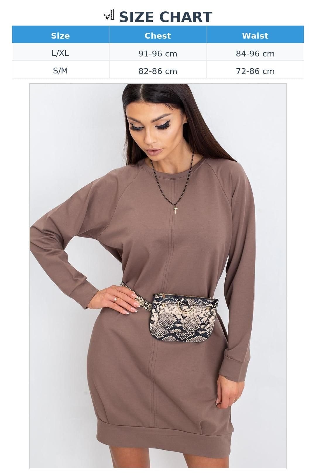 Love Lace Love Lace Women's Everyday Cotton Elastane Long Sleeve Dress in Brown - 4