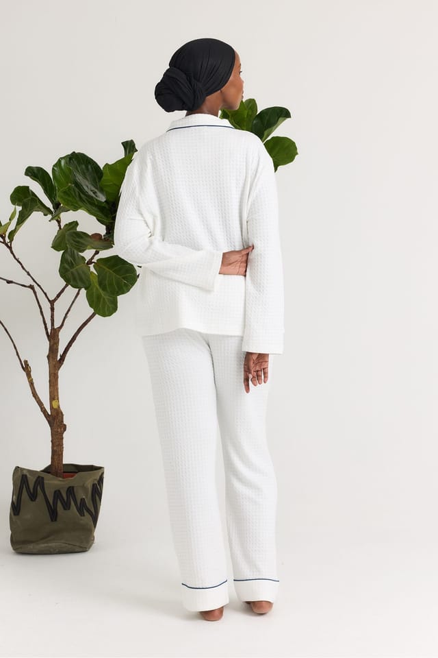 Pretty You London Pretty You London Women's Luxury Suite Waffle Pyjama Set in White - 3
