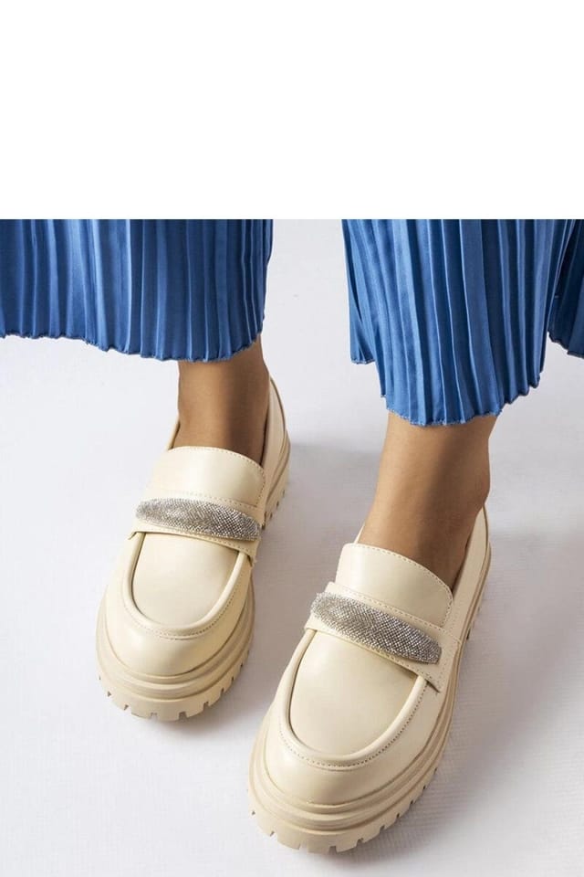 Love Lace Love Lace Women's Solea Moccasin Slip On Loafers with Zircon Round Toe Comfort in Beige - 3
