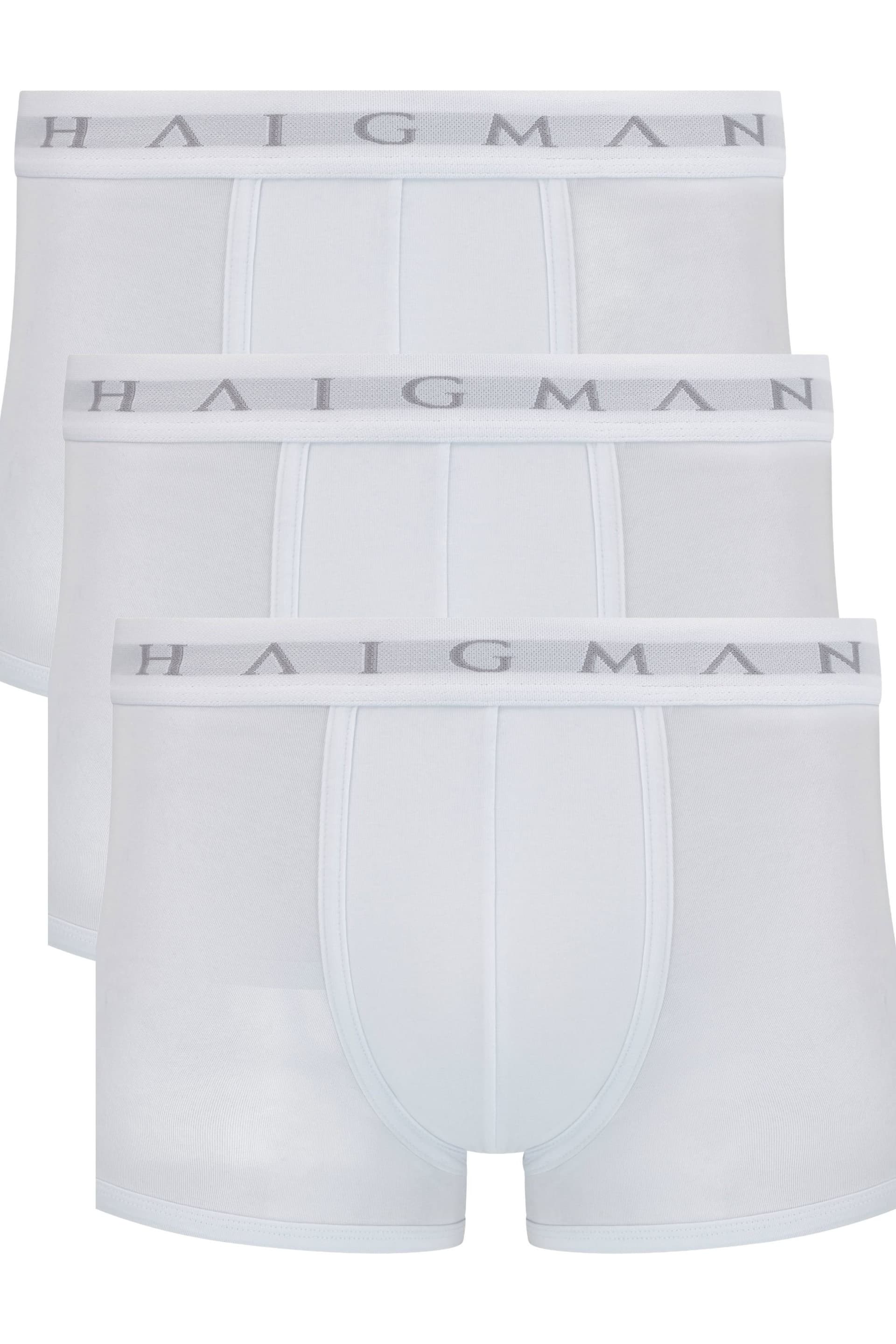 Haigman Haigman Men's Men's 3 Pack Cotton Stretch Modern Trunks in White