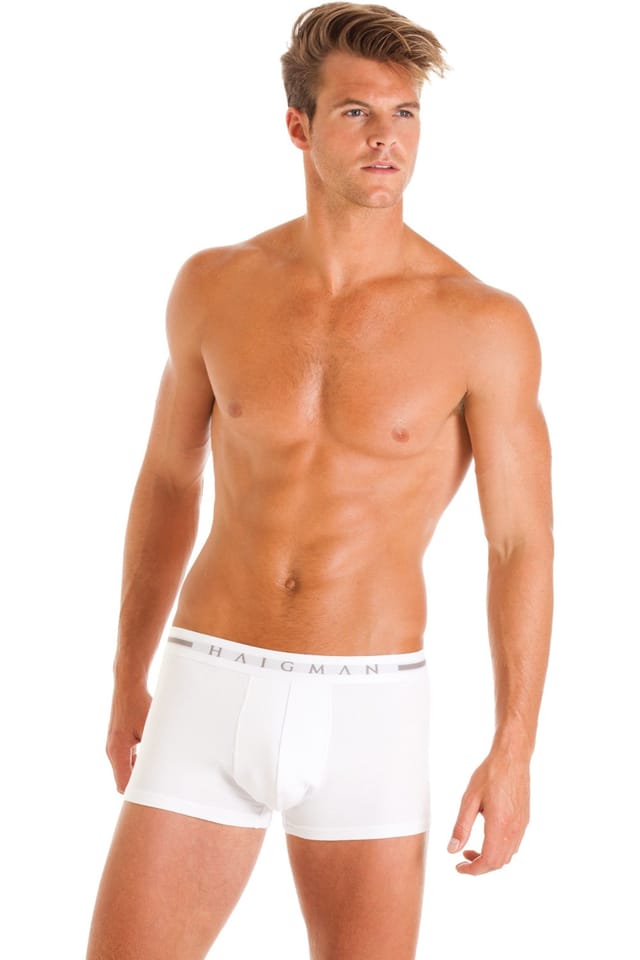 Haigman Haigman Men's Men's 3 Pack Cotton Stretch Modern Trunks in White - 2