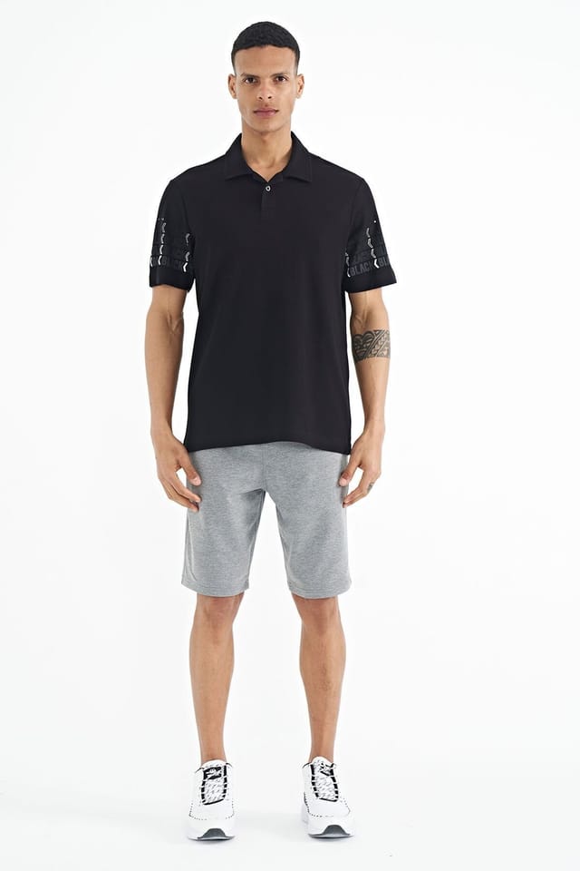 Tommy Life Tommy Life Men's Printed Polo Collar T-Shirt in Black - 2