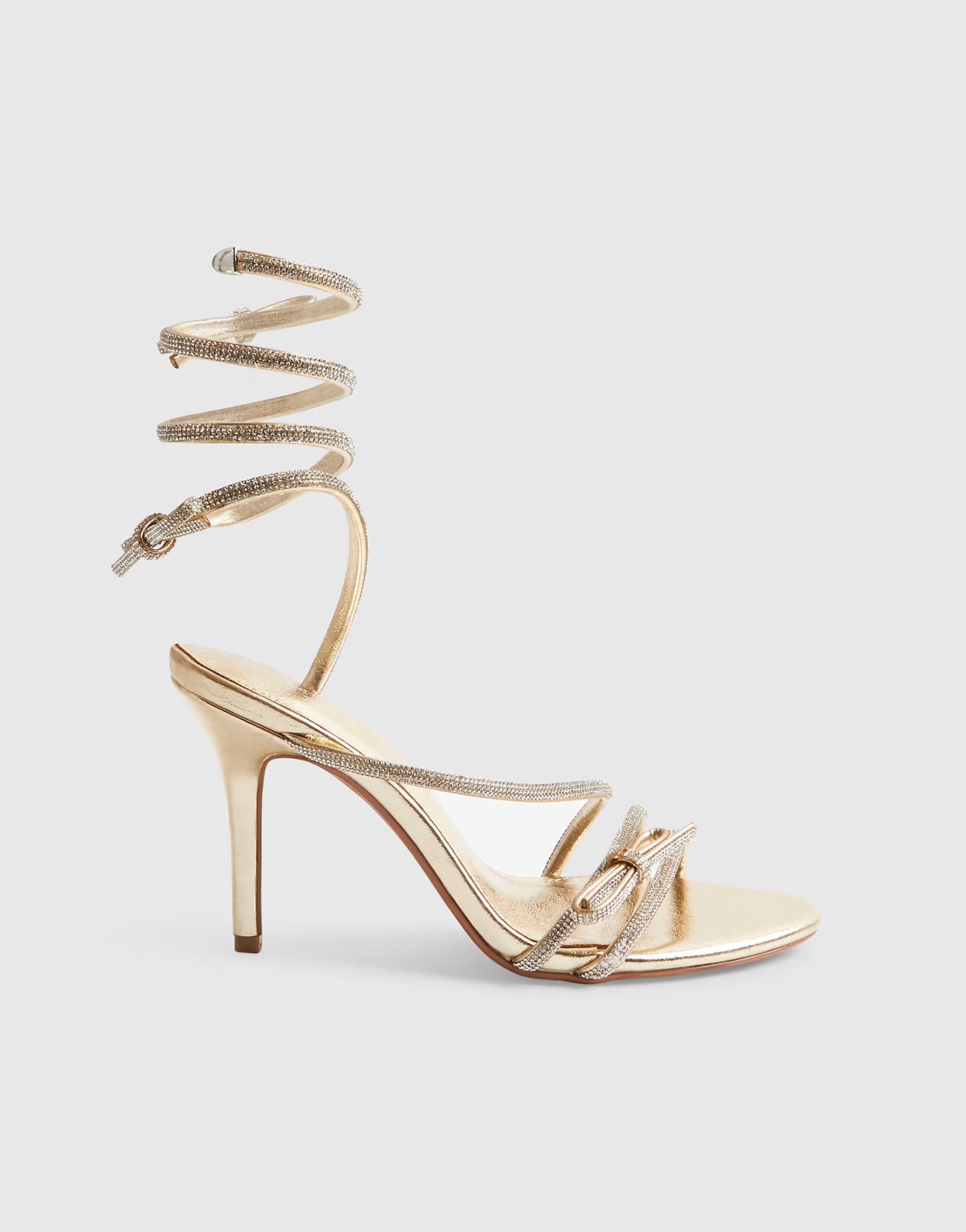 ASOS River Island Embellished wrap heels in gold