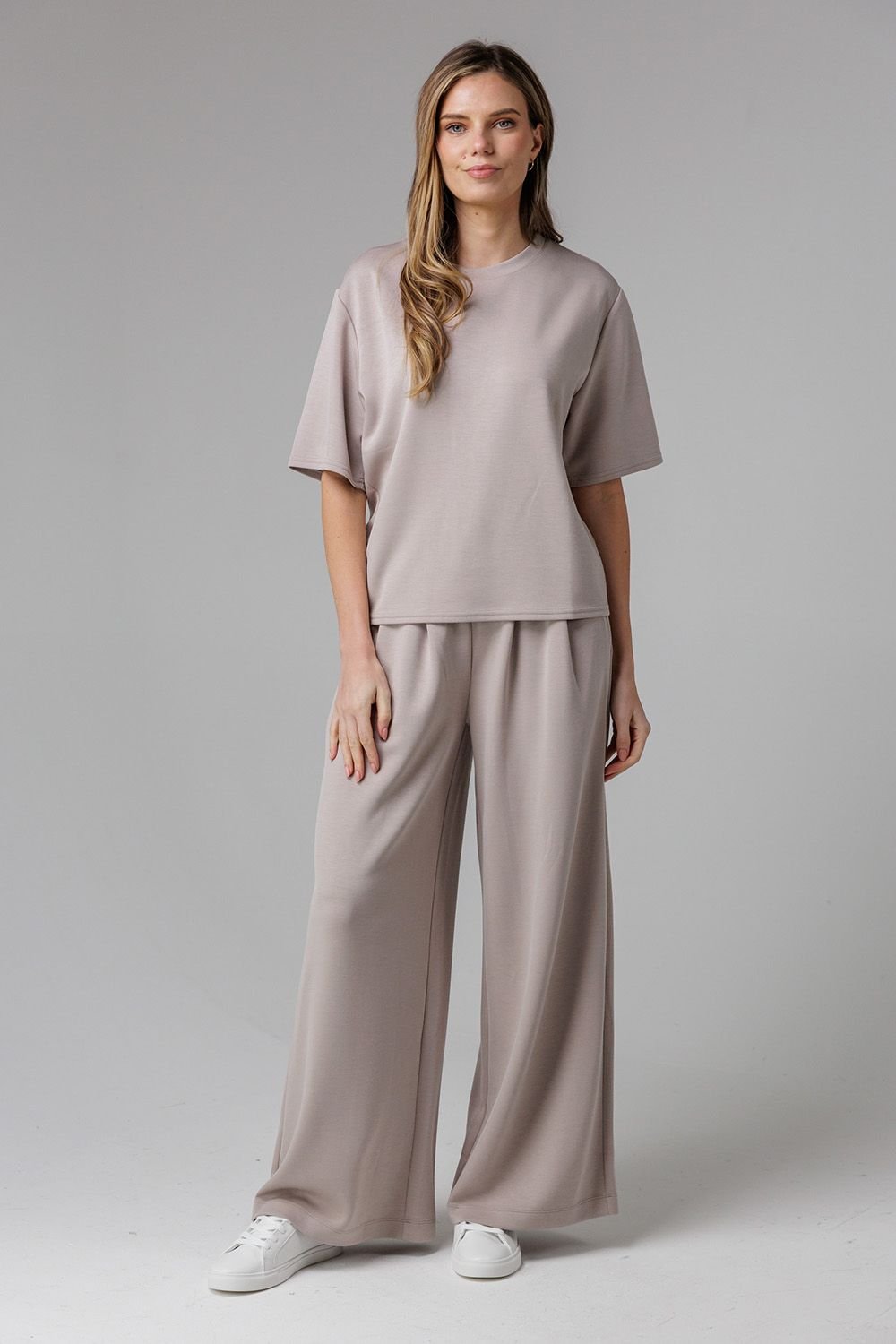 French Connection French Connection Women's Luxe Wide Leg Draped Trouser in Beige - 3