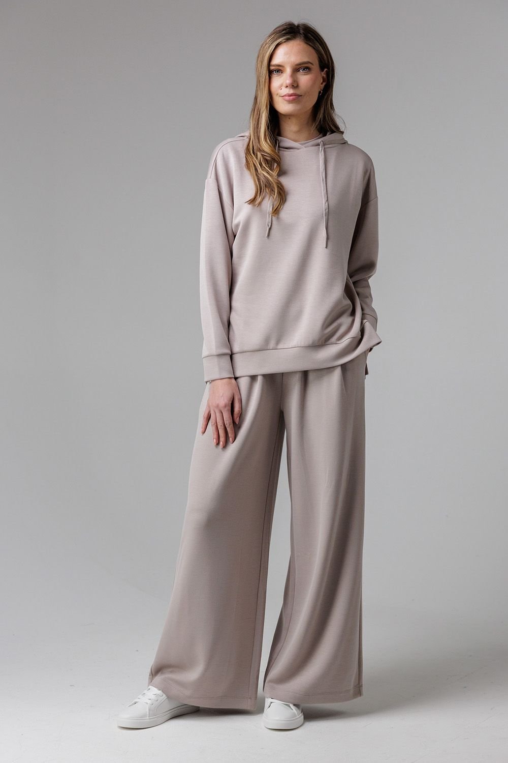 French Connection French Connection Women's Luxe Wide Leg Draped Trouser in Beige - 4