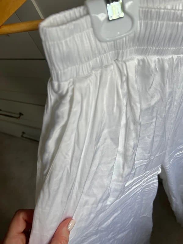 Bershka White silk pants with pocket detail