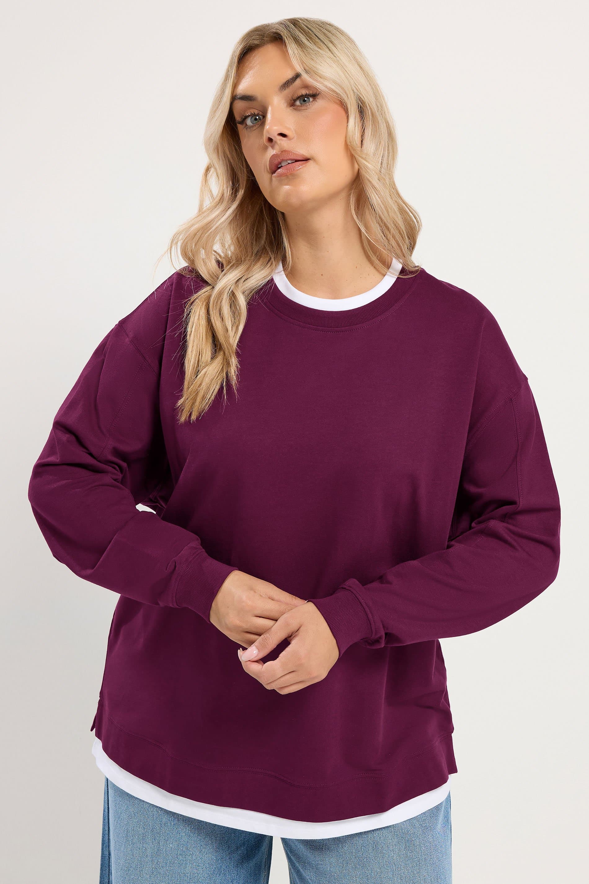 Yours Plus Size Purple 2In1 Sweatshirt