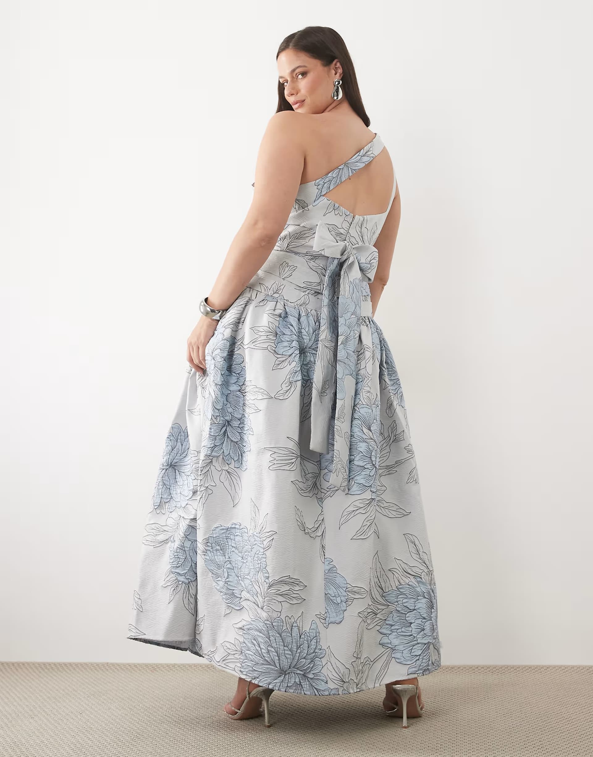 ASOS ASOS LUXE Curve jacquard maxi dress with one shoulder detail