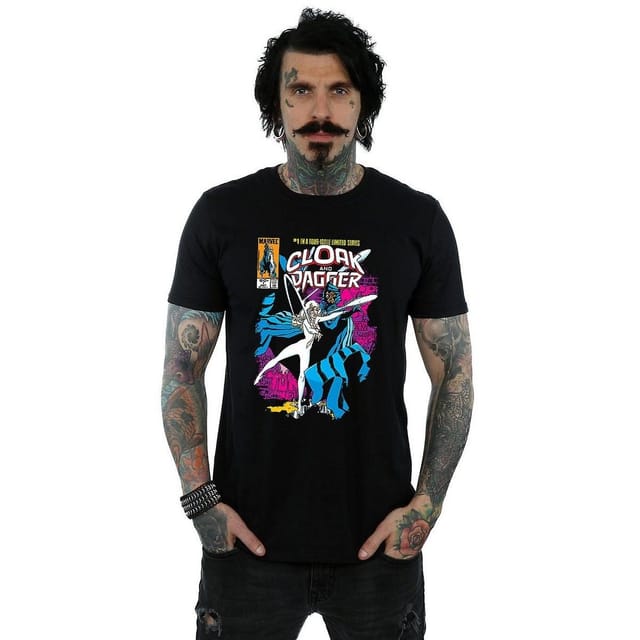 Cloak & Dagger Cloak & Dagger Men's Comic Cover Cotton T-Shirt in Black - 2