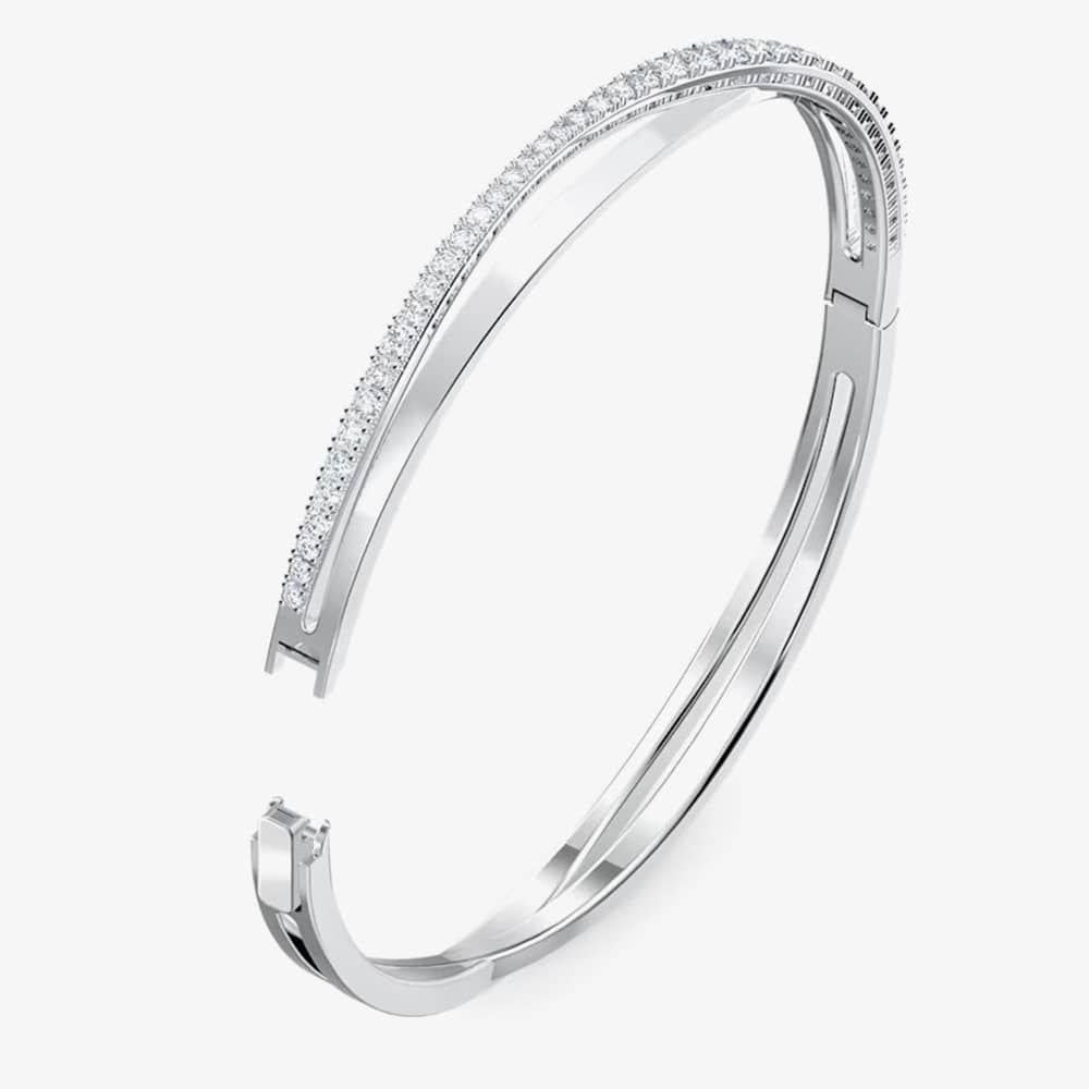 Swarovski Swarovski Women's Twist Cross Over White Crystal Bangle 5572725 S in Silver - 2