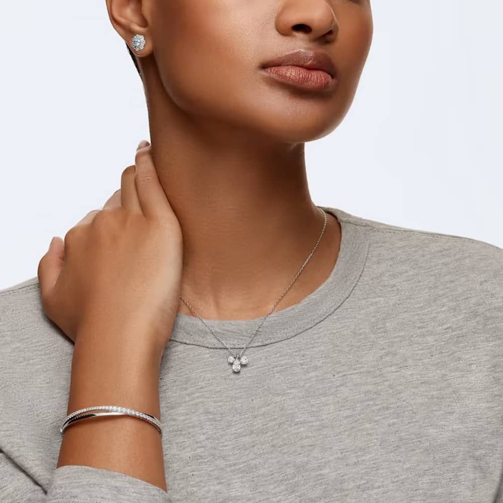 Swarovski Swarovski Women's Twist Cross Over White Crystal Bangle 5572725 S in Silver - 4