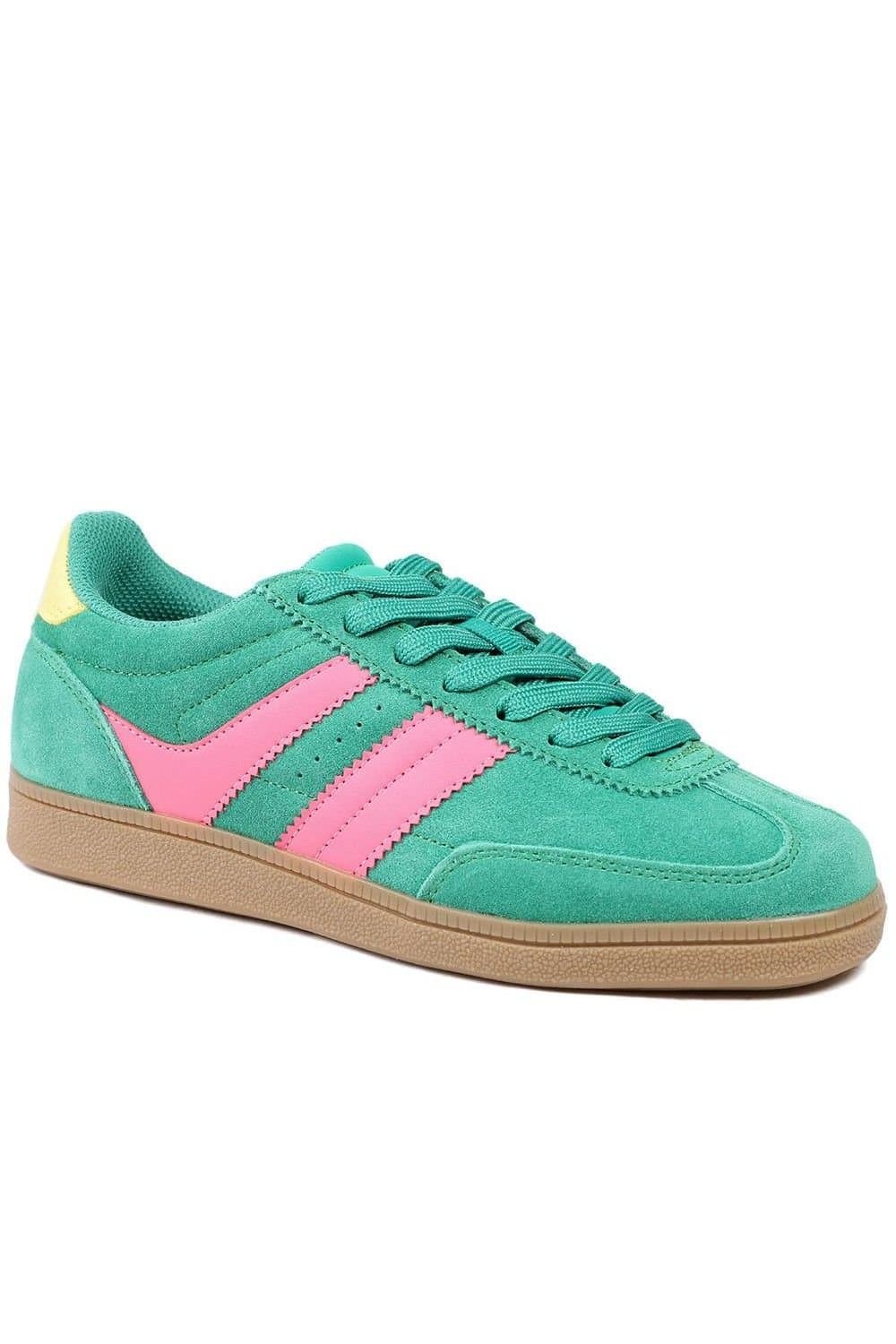 Bellissimo Bellissimo Women's Leather Striped Lace Up Trainers