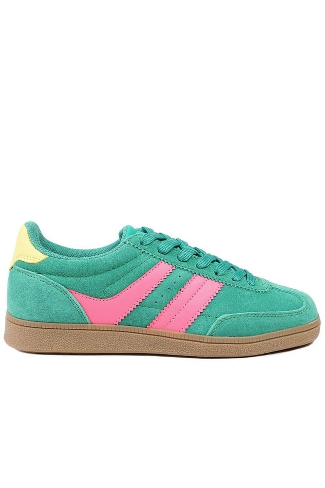 Bellissimo Bellissimo Women's Leather Striped Lace Up Trainers - 2