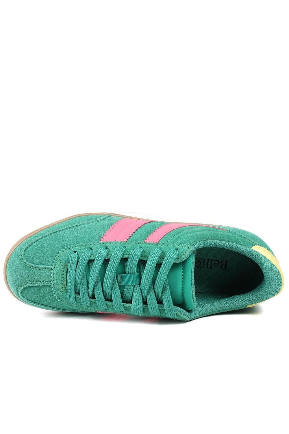 Bellissimo Bellissimo Women's Leather Striped Lace Up Trainers - 4