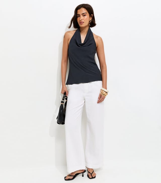 New Look Women's Navy Cowl Halter Neck Top New Look - 3