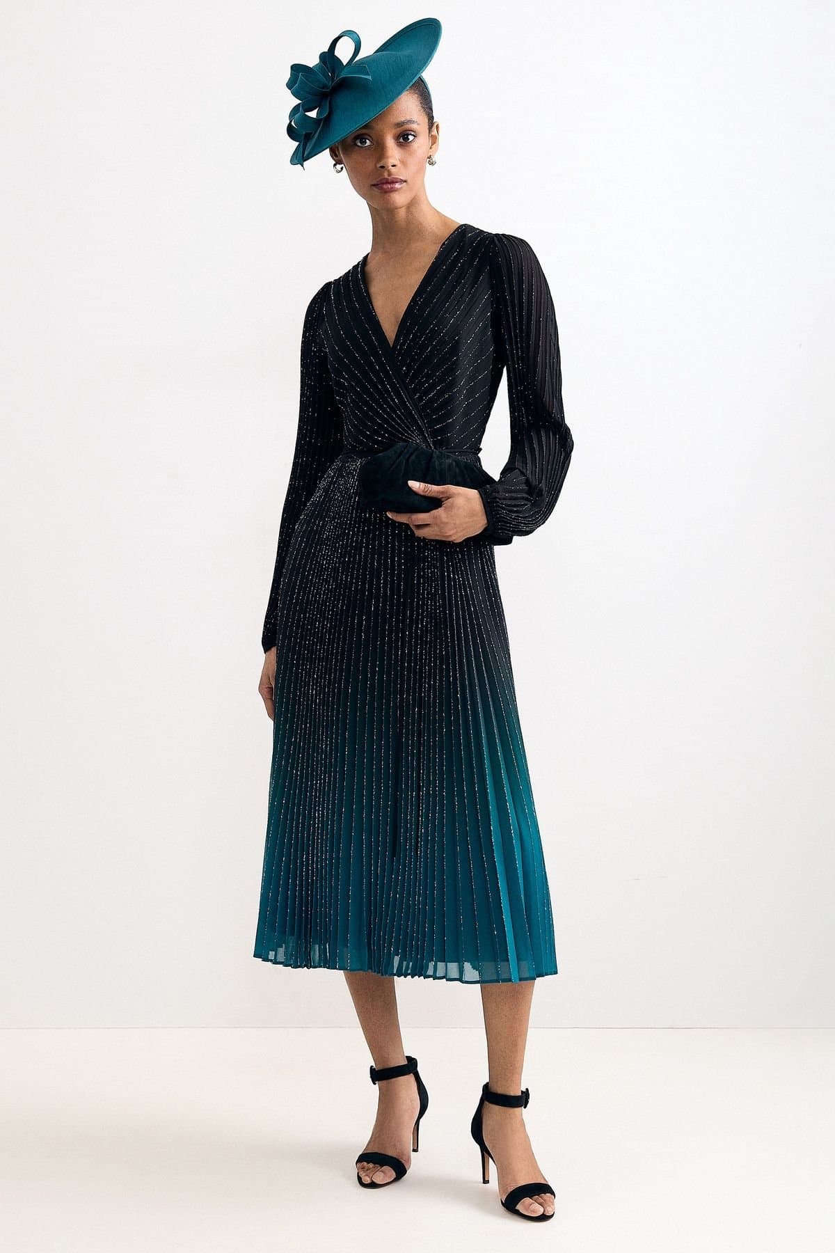 Phase Eight Phase Eight Women's Simara Petite Metallic Ombre Dress in Midnight