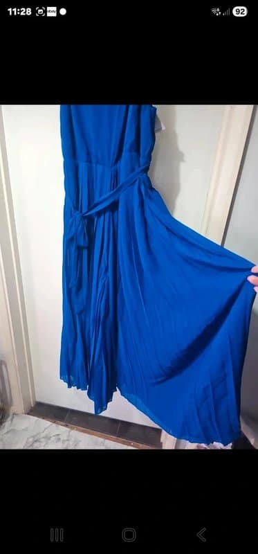 ASOS Yours clothing Size 20 22 blue pleated palazzo wide leg jumpsuit playsuit all in one chiffon