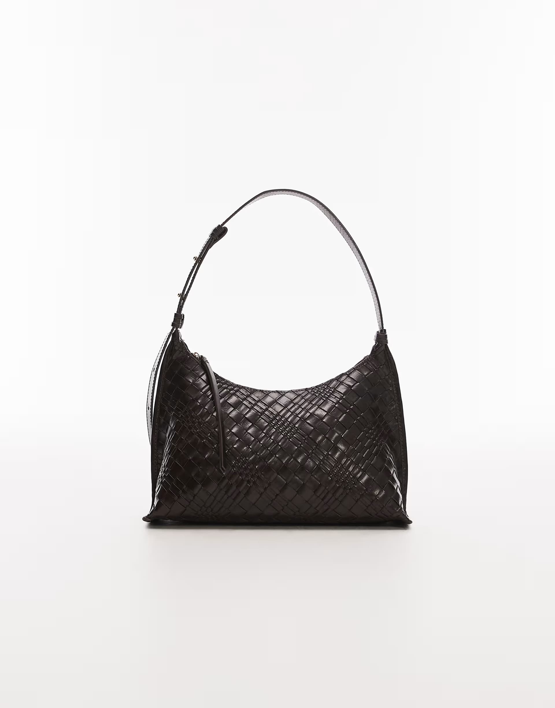 ASOS & Other Stories real leather curved braided cross body bag in brown