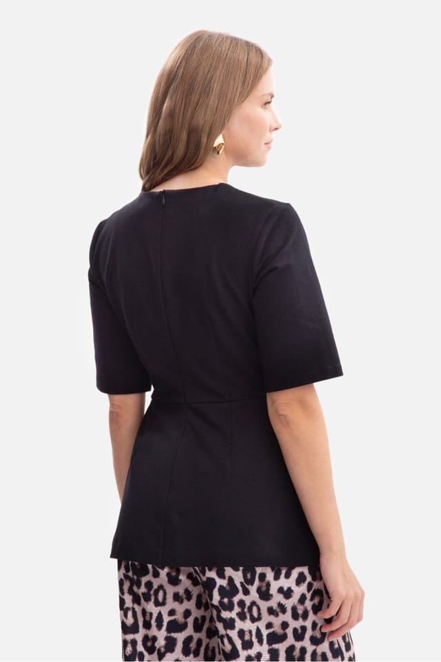 Love Lace Love Lace Women's Round Neck Smooth Sweatshirt Blouse in Black - 3