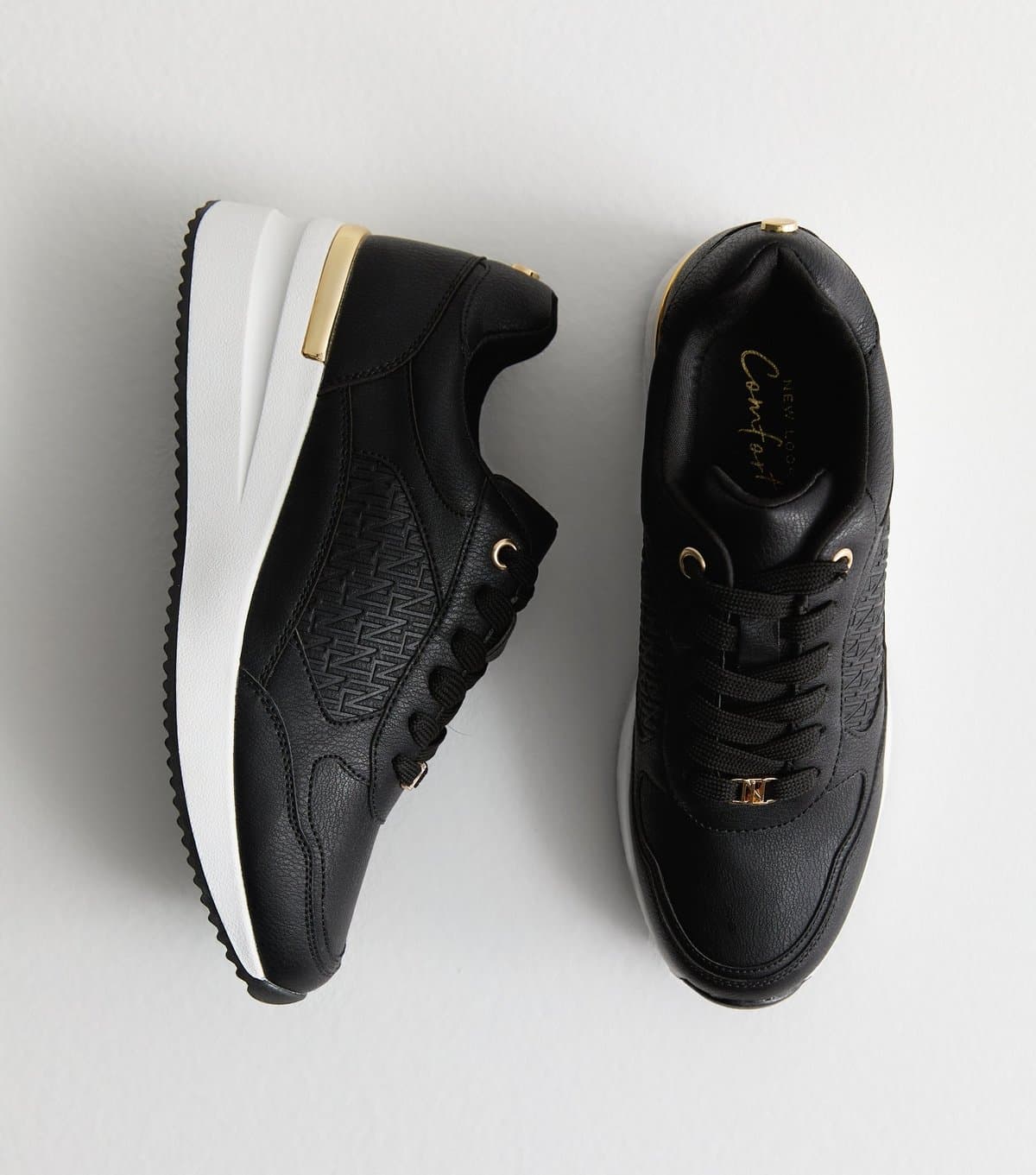 New Look New Look Black Vegan Logo Sports Wedge Trainers