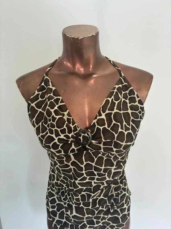 BM BM Halter-neck one-piece uk 22 swimsuit featuring a giraffe print pattern