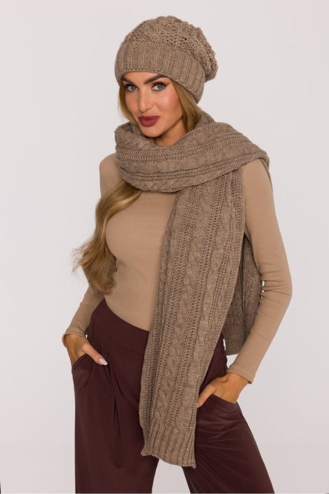 Love Lace Love Lace Women's Soft Thick Weave Braided Long Scarf for Warm Cozy Days Style in Beige - 2