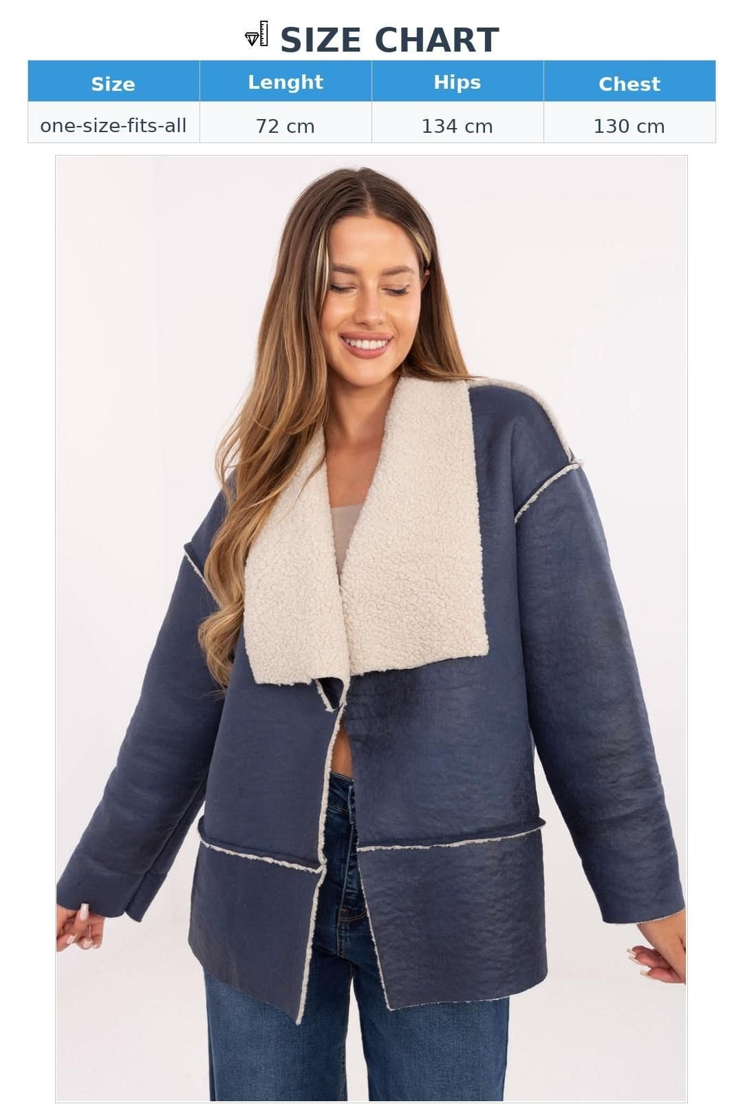 Love Lace Love Lace Women's Casual Faux Fur Lapel Lightweight Jacket in Blue - 4