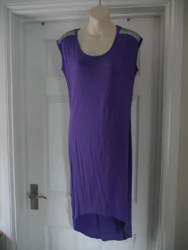 Henry Holland Designer Purple Dress Chainmail Bead Party Size 14 Henry Holland Stretch Wedding
