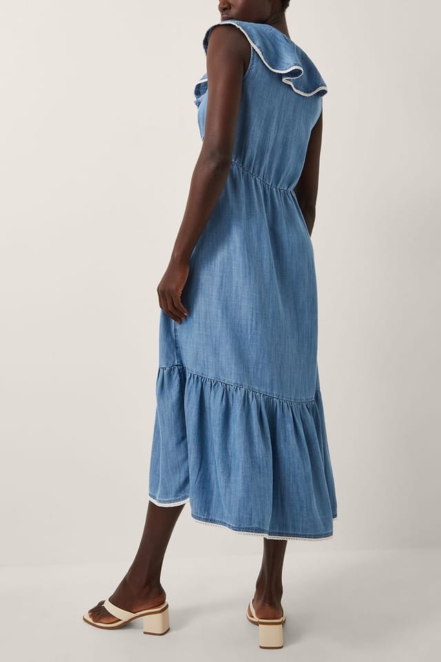 Monsoon Monsoon Women's Dottie Sleeveless Ruffle Midi Dress Blue - 3