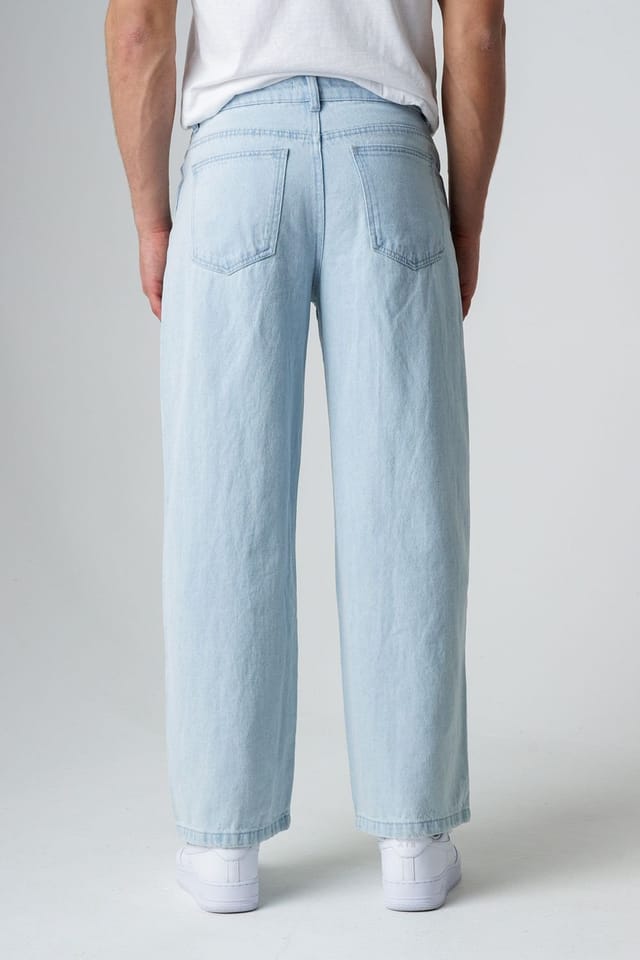 Influence Influence Men's Cotton Wide Leg Mid-Rise Jeans in Blue - 2