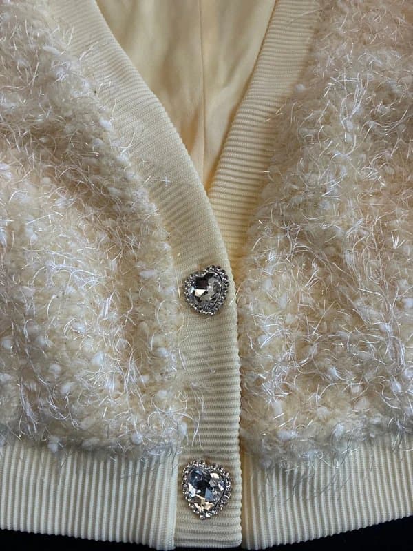ASOS ASOS Luxe Buttermilk textured knit cropped cardigan.