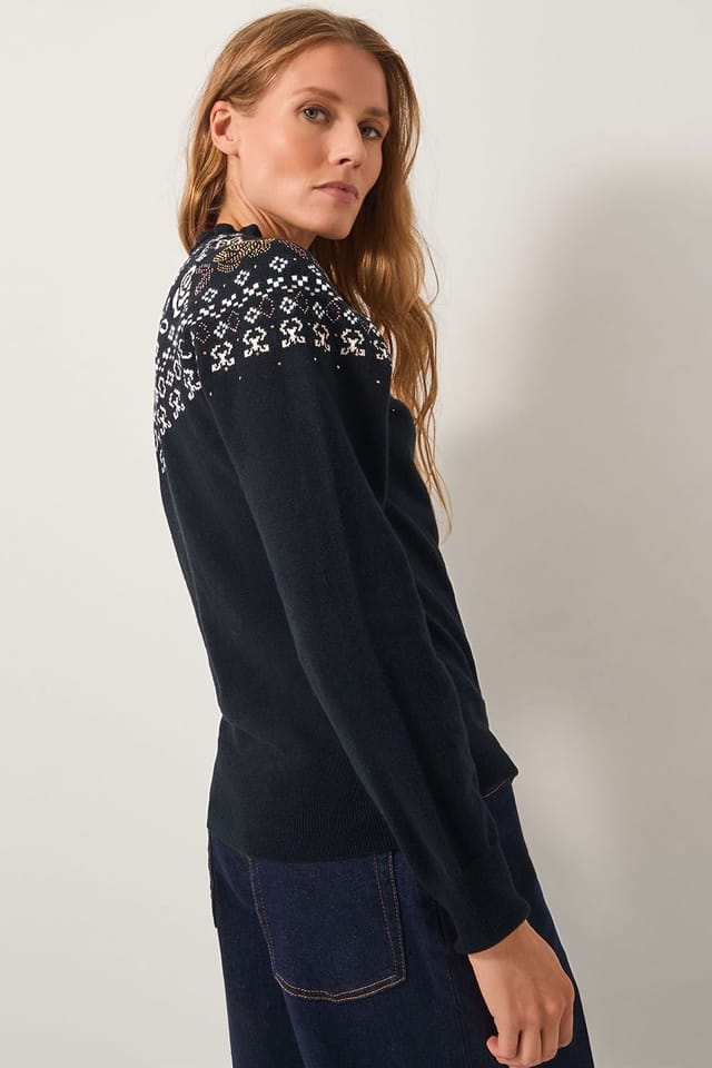 Monsoon Monsoon Women's Fia Hotfix Fair Isle Jumper Black - 2