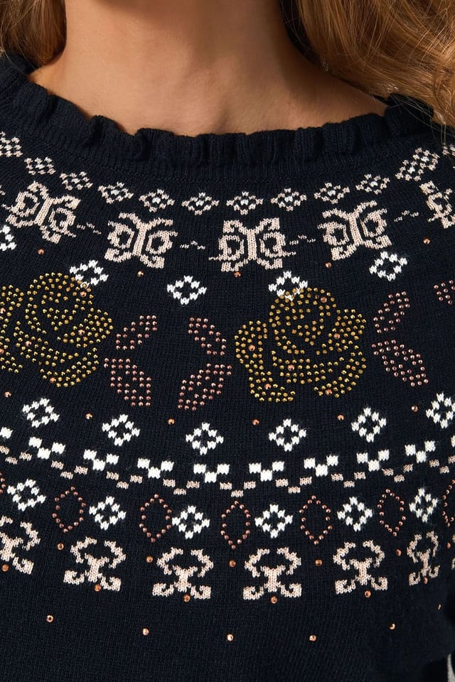 Monsoon Monsoon Women's Fia Hotfix Fair Isle Jumper Black - 3