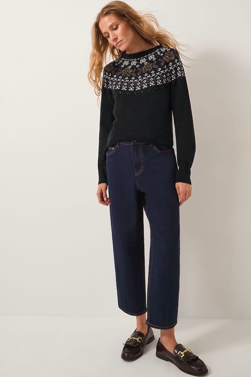 Monsoon Monsoon Women's Fia Hotfix Fair Isle Jumper Black - 4