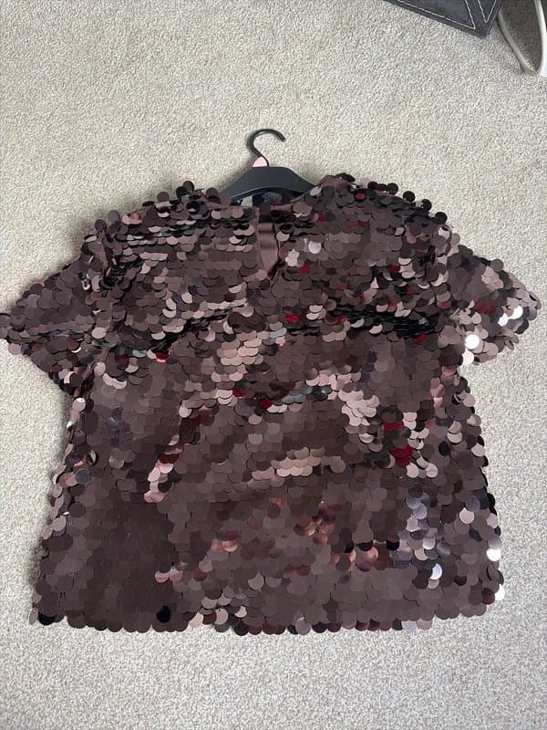 New Look women’s new look brown sequin tshirt