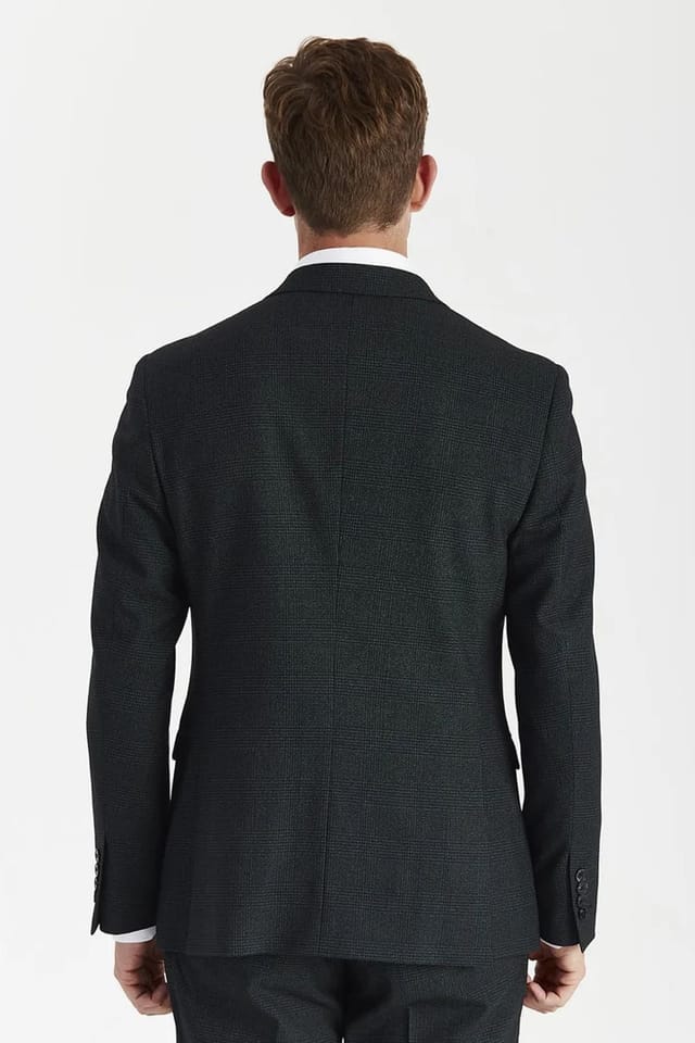 Paul Andrew Paul Andrew Men's Blazer Checked Double Breasted Plaid Tailored Fit Jacket in Dark Green - 3
