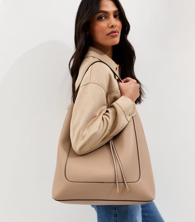 New Look Mink Faux Leather Tassel Hobo Tote Bag Vegan New Look - 2