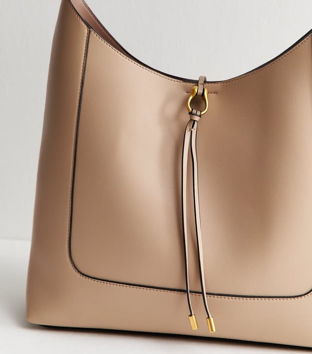 New Look Mink Faux Leather Tassel Hobo Tote Bag Vegan New Look - 3