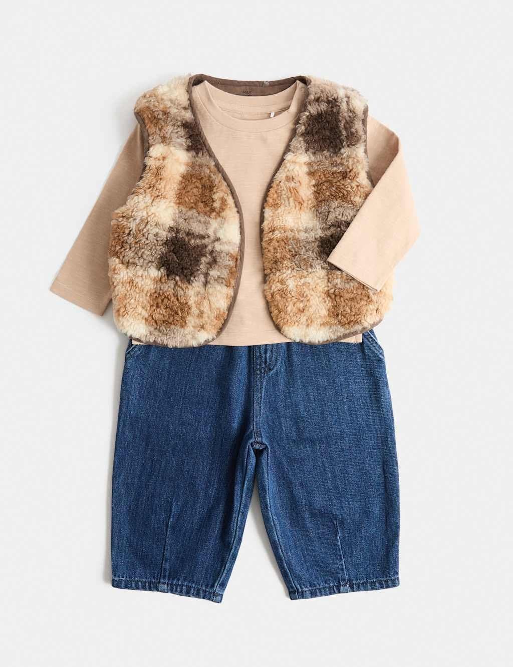 Marks & Spencer M&S 3 Piece Patterned Outfit Brown Mix