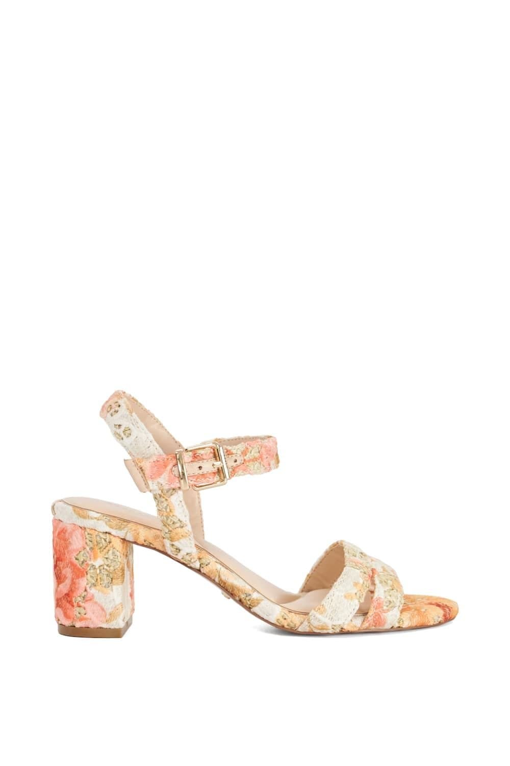 Dune London Dune London Orange Floral Block Heel Sandals