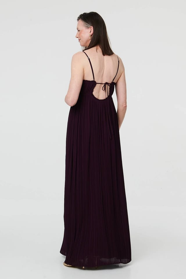 Izabel London Izabel London Women's Pleated Cami Strap Maxi Dress in Purple - 3